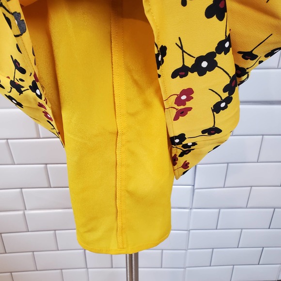 BCBGENERATION | FLORAL TIE FRONT OPEN BACK  MUSTARD DRESS WOMEN'S SIZE S… - Picture 9 of 17